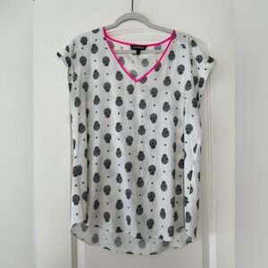 Express White and Black Patterned Blouse Top